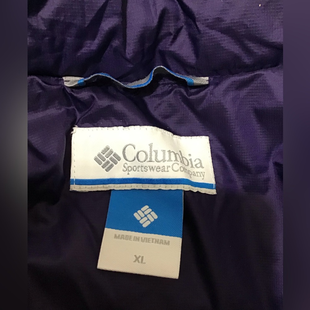 Columbia Purple Hooded Puffer Long Jacket Multi Zipper Details Size XL - Picture 3 of 16